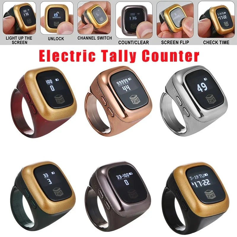 Electronic Finger Counter Hand Counter Clickers Finger Counter 20mm 5-Digit Count Function with OLED for Easy Counting Recording