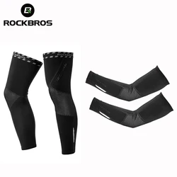 ROCKBROS Winter Arm Sleeves + Leg Warmers Men Women Fleece Keep Warm Sports Elbow Pads Fitness Running Cycling Arm Cover Warmers