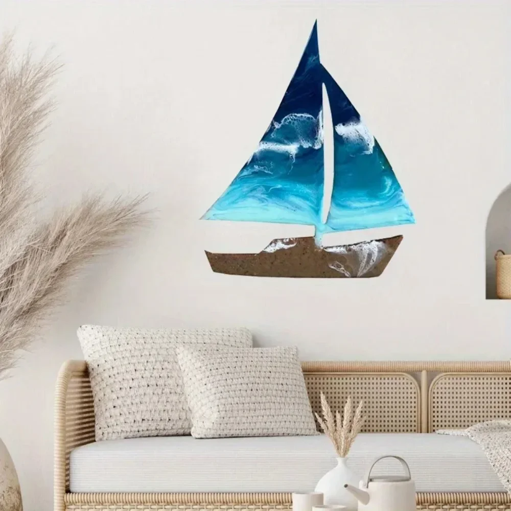CIFBUY Nautical Aluminum Wall Art Sailboat Waterproof Durable Metal Sculpture for Living Room Bedroom Home Decor