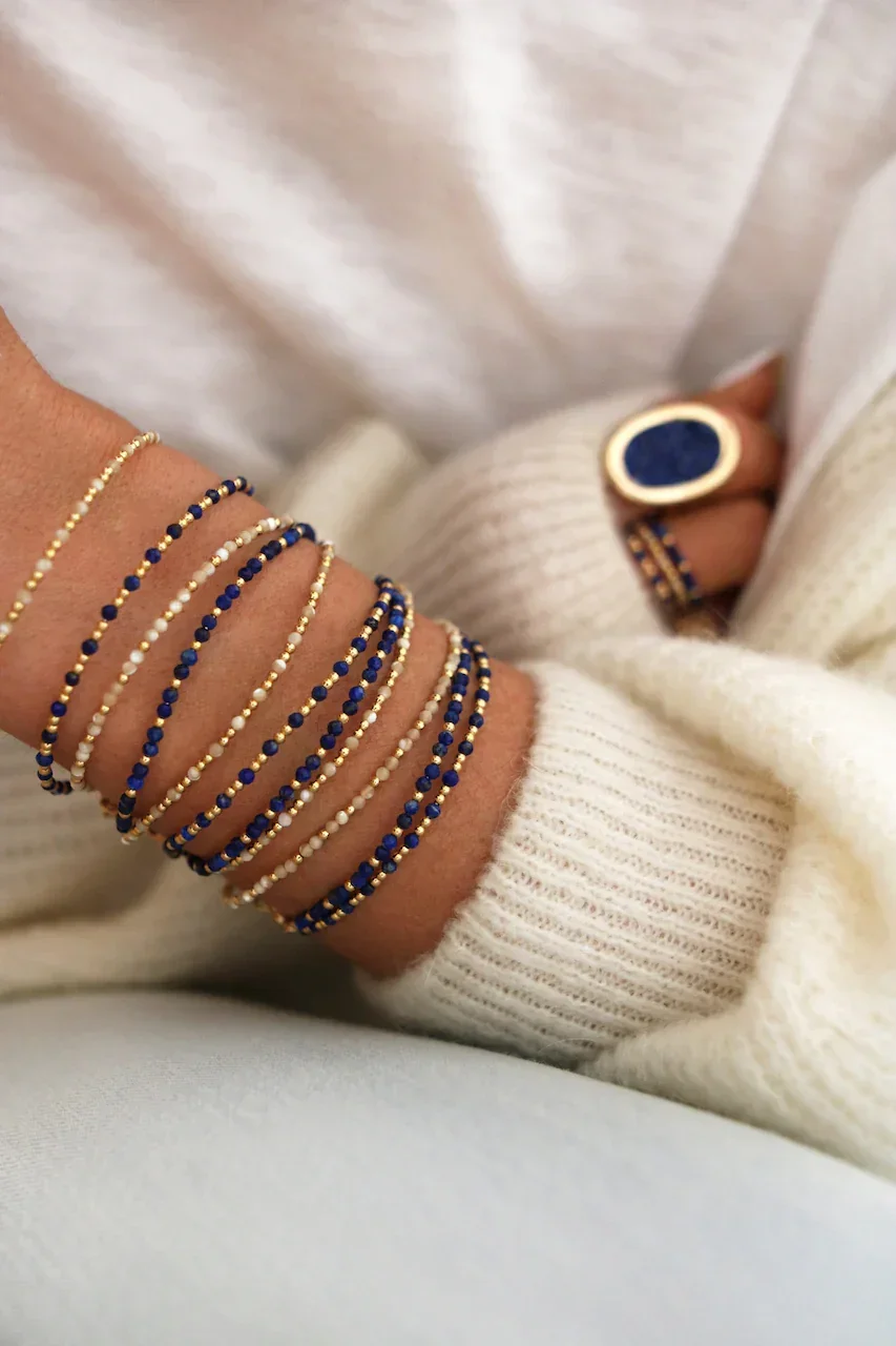 CCGOOD 3mm Natural Stone Beaded Summer Bracelets for Women Gold Plated 18 K Boho Jewelry Beach Style Bracelet Pulseras