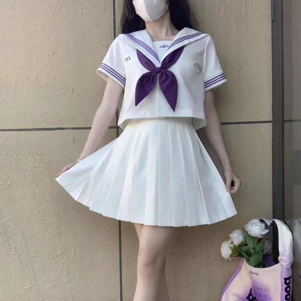 JK uniforme marinheiro para cosplay, terno intermediário de mangas compridas, bonito estilo japonês, estudante japonês