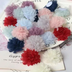 10PCS/Lot 3.5CM Handmade Chiffon Fabric Flowers Head For DIY Accessories Dress Clothing Hats Shoes Decoration Headdress