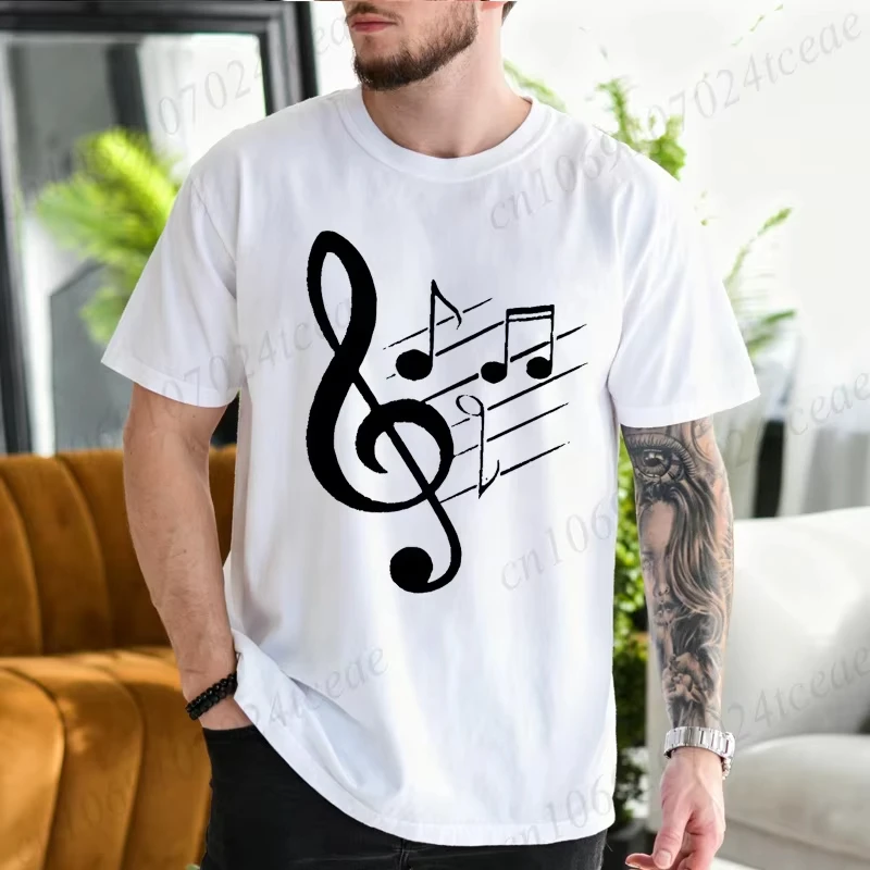 Men Women Vintage Music Note Print T Shirt Minimalist Musical Staff Graphic T-Shirts Short Sleeve Tee Tops Music Lover Gift