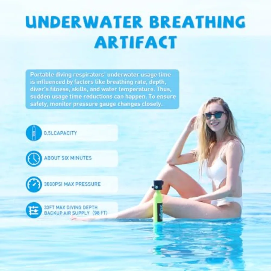 Mini scuba tank for underwater exploration aviation aluminum black DOT certified with extended diving time view 6