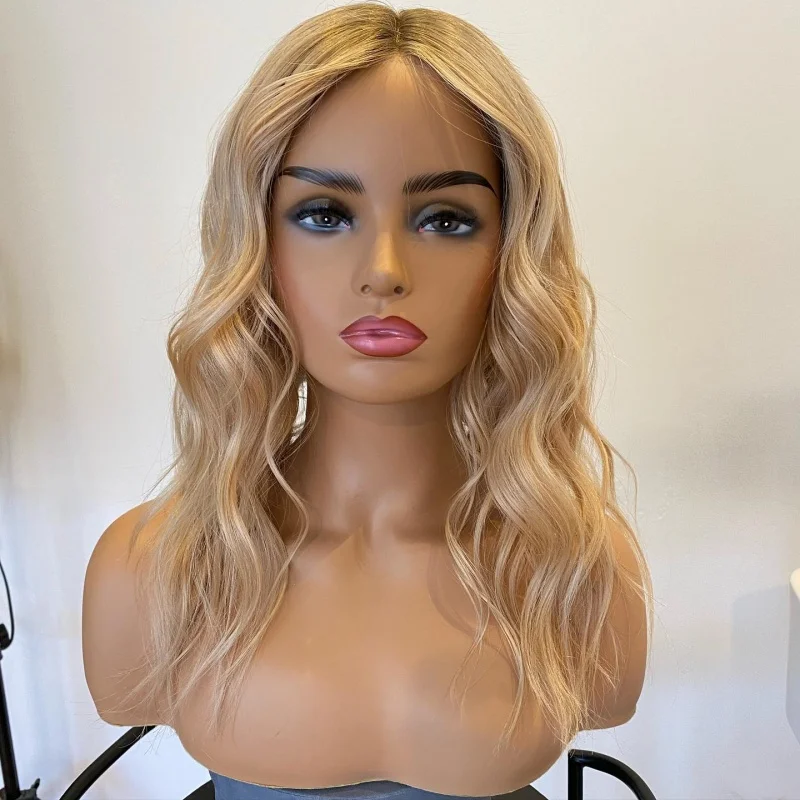 

Blonde wave Synthetic 13x4 Lace Front Wigs Women Heat Resistant Wig Middle Part 180% Density Wig Natural Fiber Wig