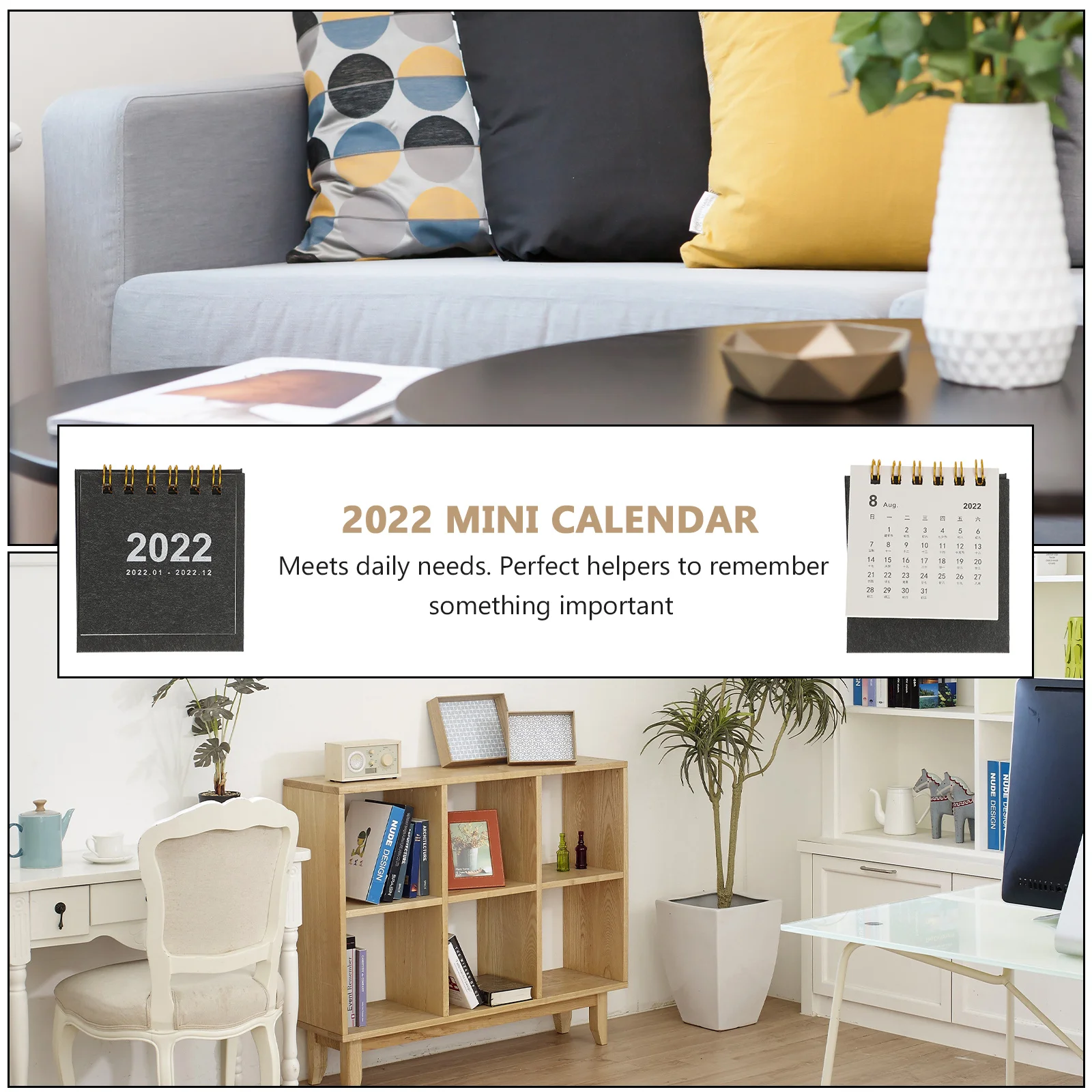 2pcs 2022 Mini Calendar Desktop Simple Portable Desk Organizer Practical Time Management Tool Home Office Decor Printing