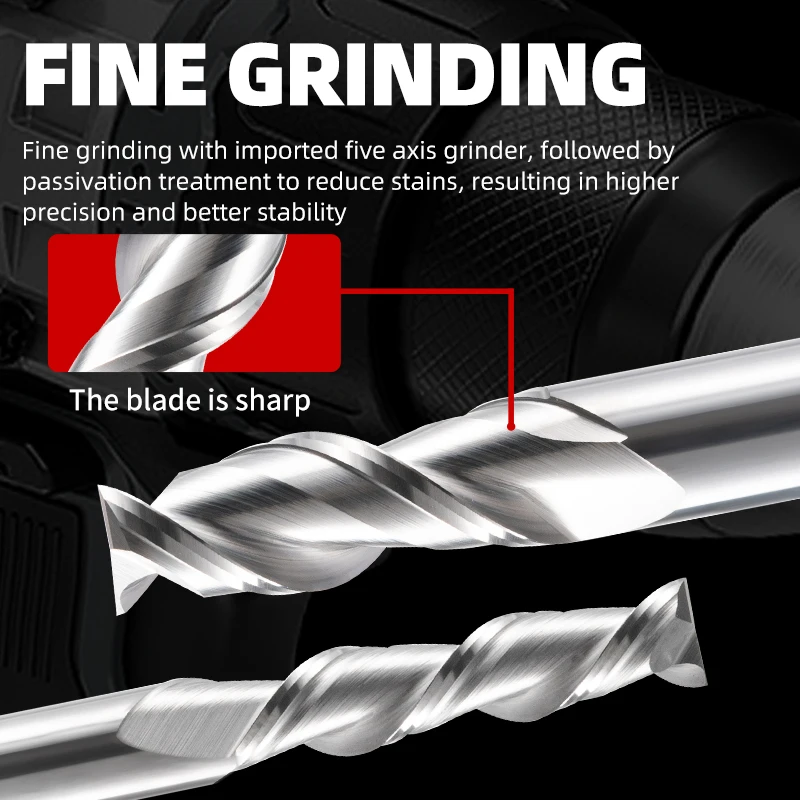 1-20mm Tungsten Carbide End Mill 2 Flute Lengthen 50/75mm HRC55 Milling Cutter for Aluminum Wood Acrylic Copper Plastic
