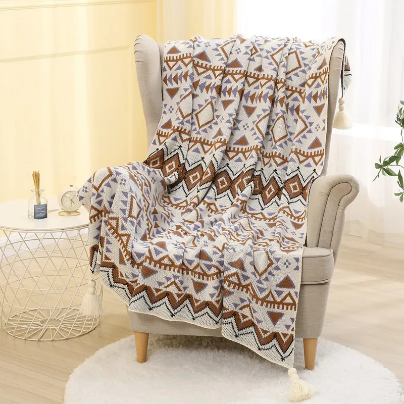 Halloween Blanket Plaid Thick Knitted Bohemian Nap Air Conditioning Blanket Sofa Blanket for Home Decoration Blanket Sofa Cover