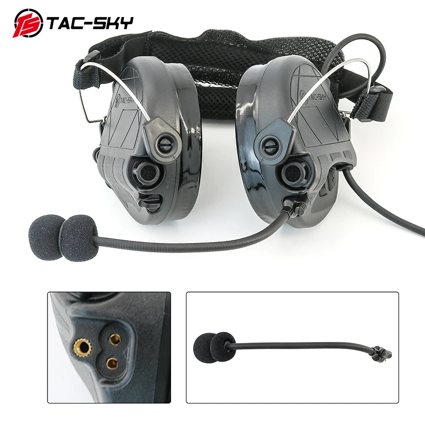 TS TAC-SKY Tactical Headset TAC-302 Rear-Mount Headband Headset Tactical Walkie-Talkie PTT Headset