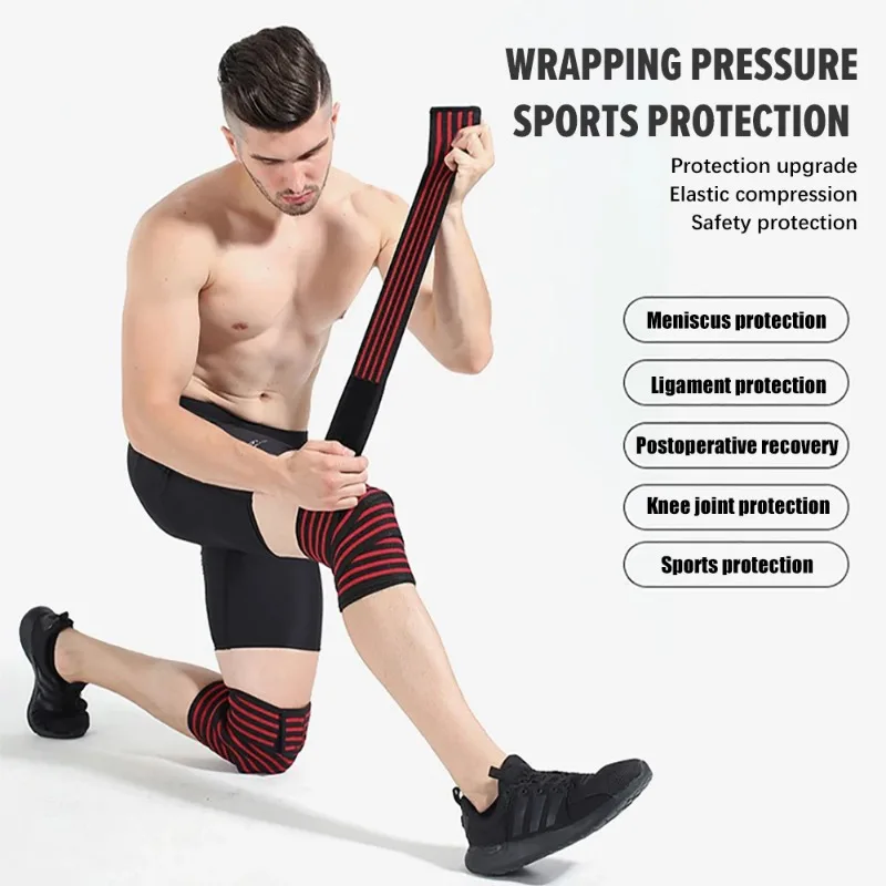 1PC 170cm Kneepad Bandage Compression Braces Sports Knees Wraps Straps for Gym Workout Weightlifting Fitness Squats Training