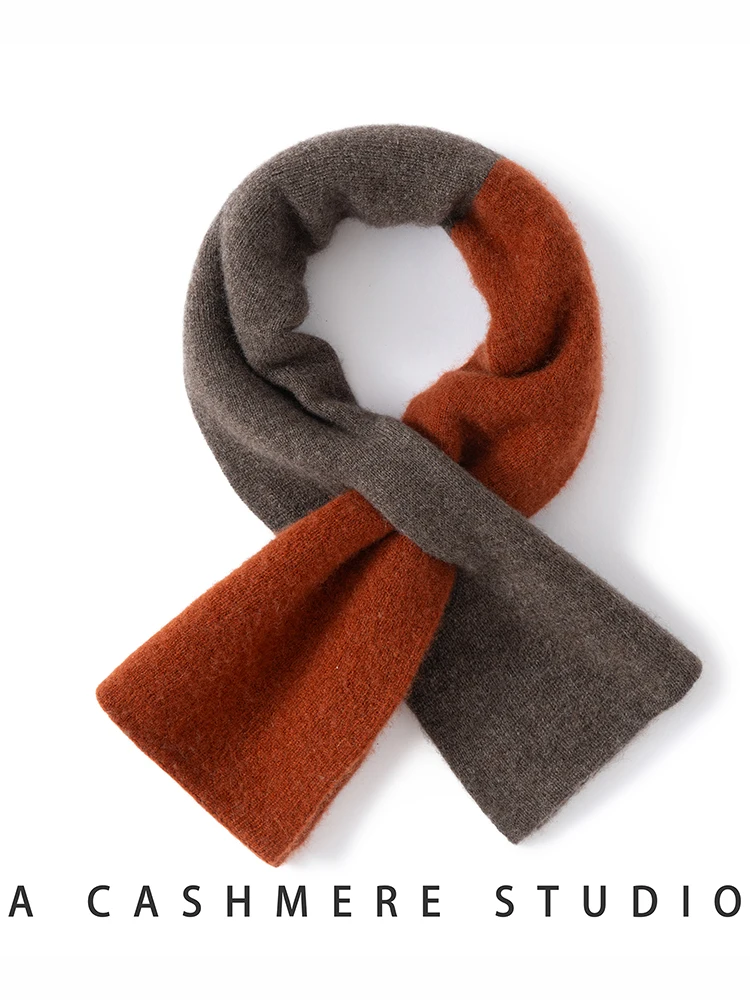 Tloml feminino 100% caxemira cor bloqueada cachecol estilo simples multi-cor outono inverno macio quente caxemira malha moda cachecol