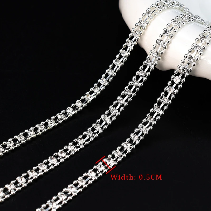 Strass-Kette, 10 Yards, Diamantbesatz, Fransen, Kristall, Tasche, Hut, Zubehör, DIY, Handwerk, Dekoration, Geschenk, Strassband, Metallkette – Detail 7