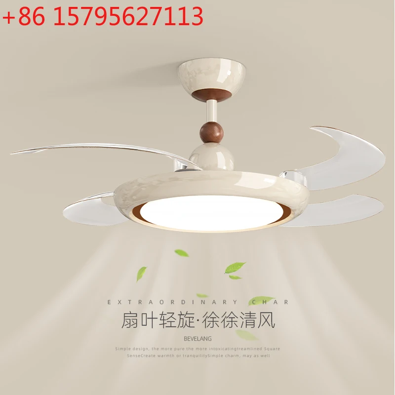 

Living room cream wind fan light dining room ceiling fan light simple bedroom invisible silent fan light household ceiling