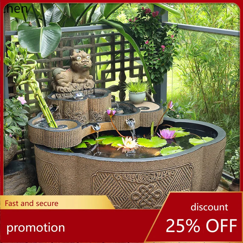 

HT courtyard Shengcai circular fish pond flowing water ornament outdoor circulating water fountain landscaping