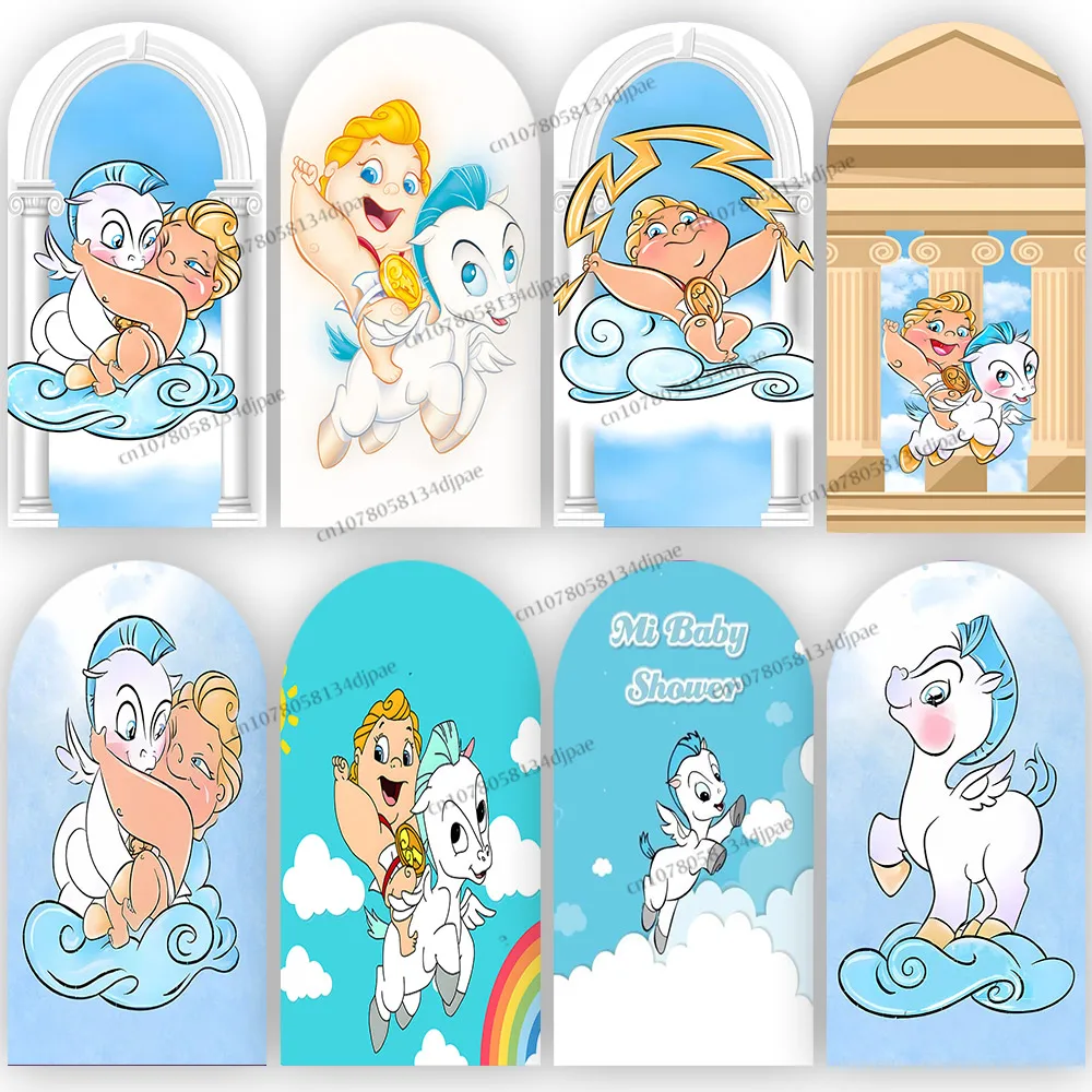 

Baby Hercules Backdrop Arch Cover Decoration Kids Birthday Party Background Photography Ancient Hero Polyester Banner Props