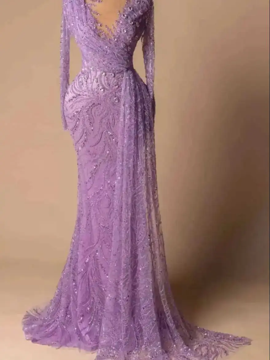 Wunderschöne Abendkleider, Meerjungfrau, Strasssteine, Kristalle, Perlen, Sweep-Zug, Ballkleider, Partykleider, individuelle Robe De Soirée
