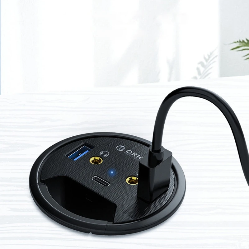 USB HUB Mount Desk HUBs USB 3.0 HUB With SD/TF Card Reader External Stereo Sound Type C Port For PC/Tablet USB Splitter