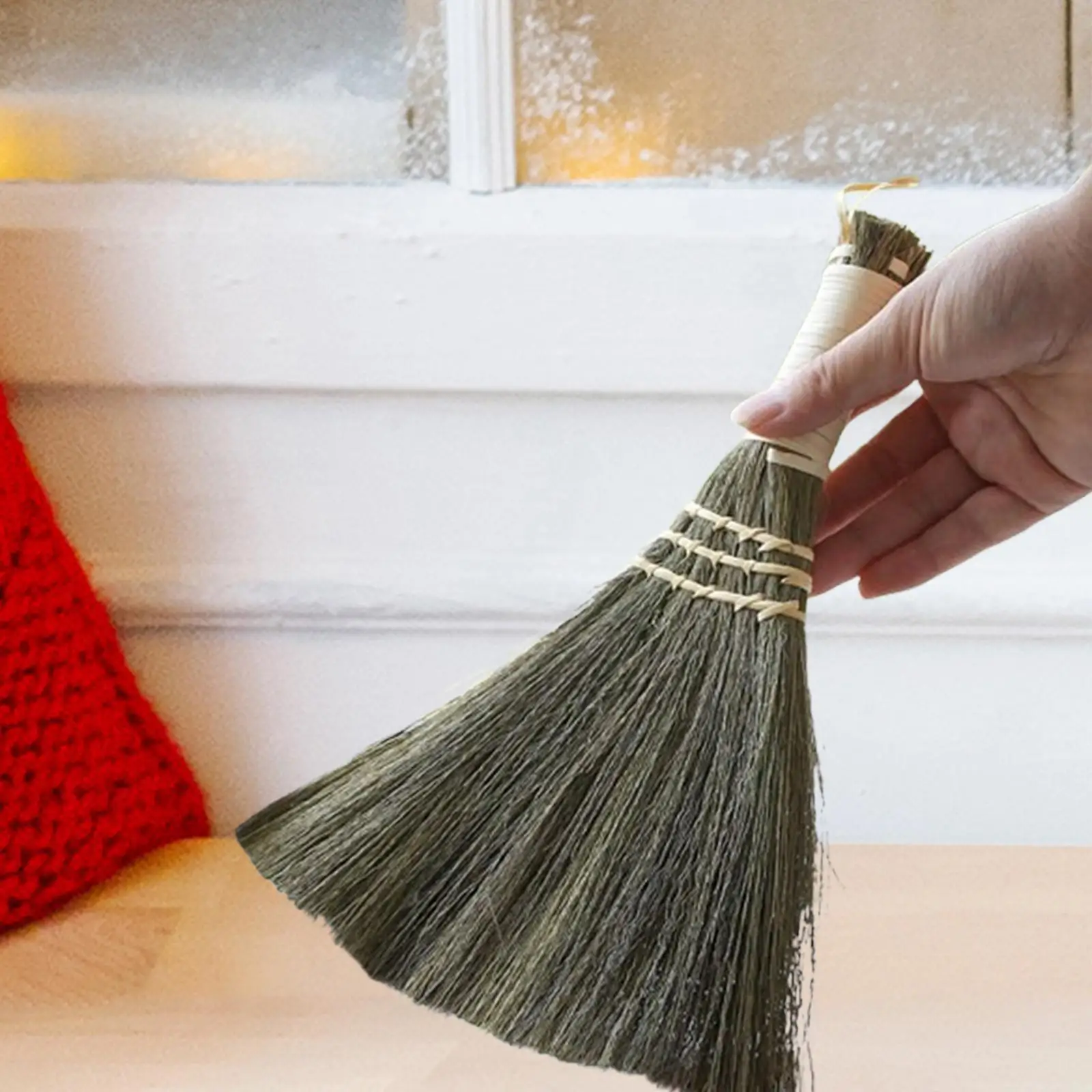 Small Broom Lightweight Miscanthus Cleaning Brush for Car Table Desktop image 3
