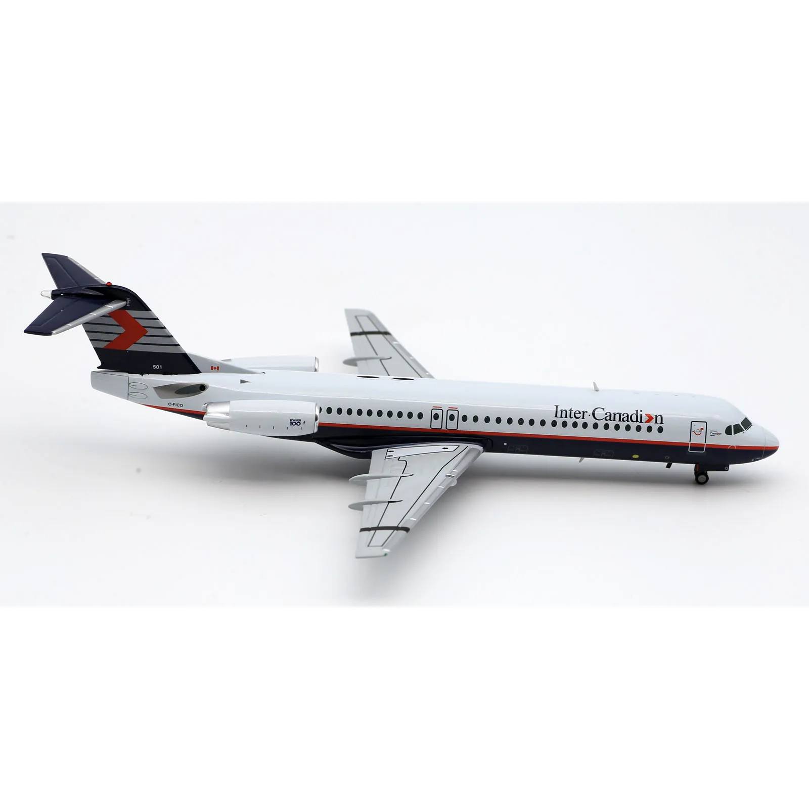 LH2211 Alloy Collectible Plane Gift JC Wings 1:200 Inter Canadian Fokker 100 Diecast Aircraft Jet Model C-FICO With Stand