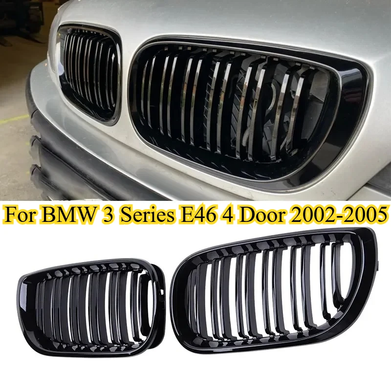 

Автомобильная передняя решетка для почек, глянцевая черная двойная решетка капота, гоночные решетки для BMW 3 серии E46 4-дверная замена автомобиля 2002-2005 гг.