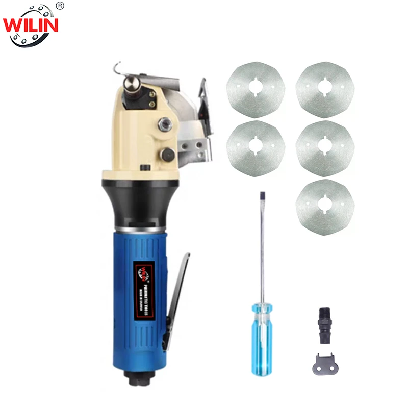 

Pneumatic Scissors Cutter Shears Handheld Leather Fabric Cutting Machine Rotary Cutting Tools With 5 PCS Blade