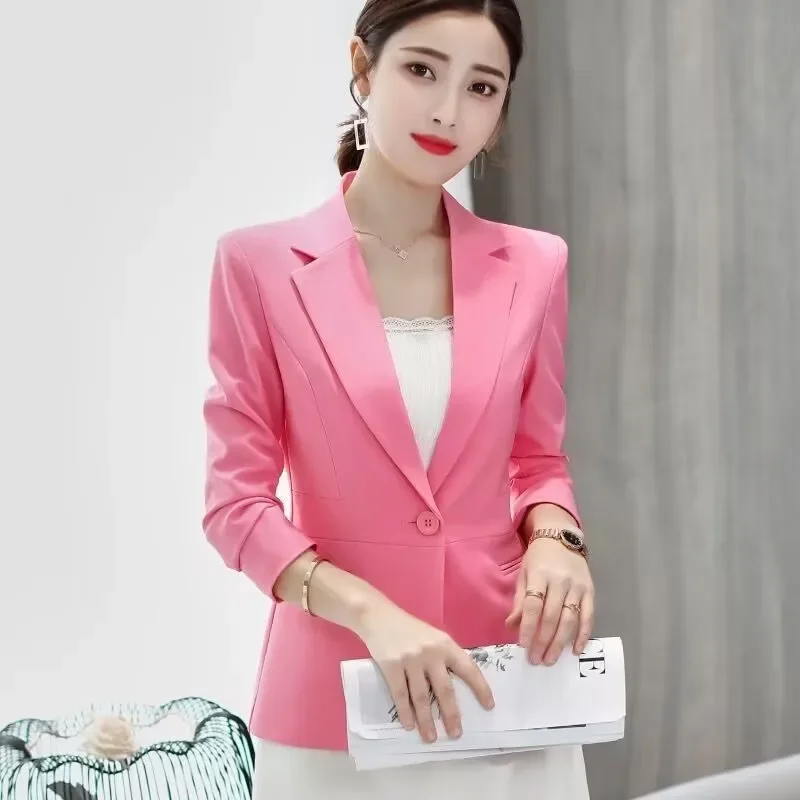 2026 Spring Autumn Casual All-Matching Long Sleeve Fashion Casual Jacket Female Blazer Woman One Button Suit Coat Women Blazers
