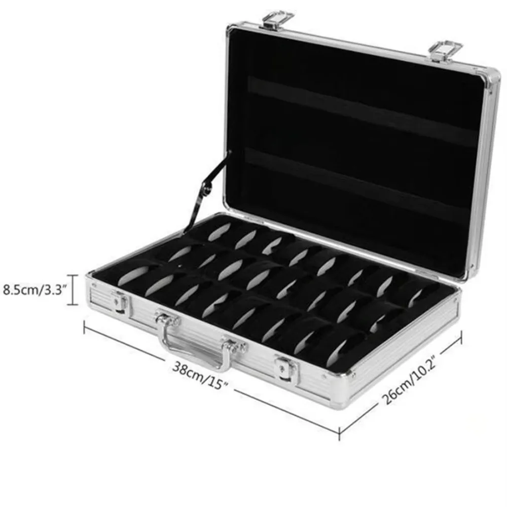 

24/32Grid Aluminum Watch Box Soft Cushion Aluminum Alloy Watch Display Case Shatter-Resistant Lockable Watch Storage Box