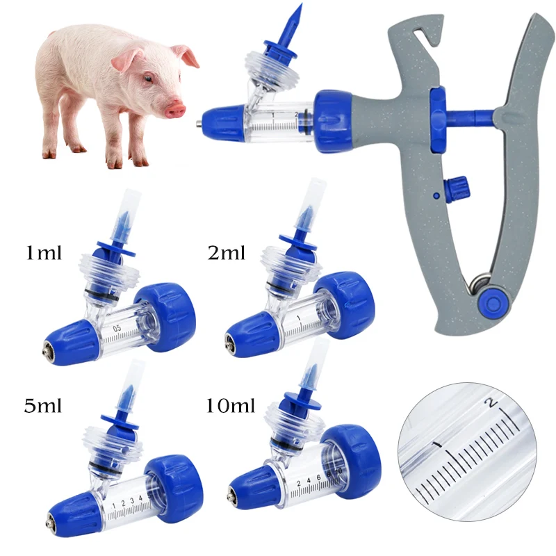 1/2/5/10ml Veterinary Adjustable Continuous Syringe Dose Tubes Animal Adjustable Vaccine Injector Medicine Feeder Accessories