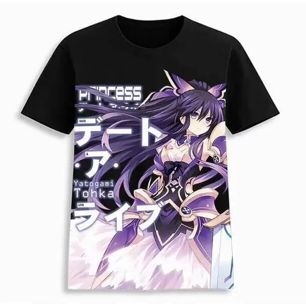 

Anime DATE A LIVE Tokisaki Kurumi Short Sleeve T-Shirt Summer Cosplay Costume Casual Student Loose Tops anime