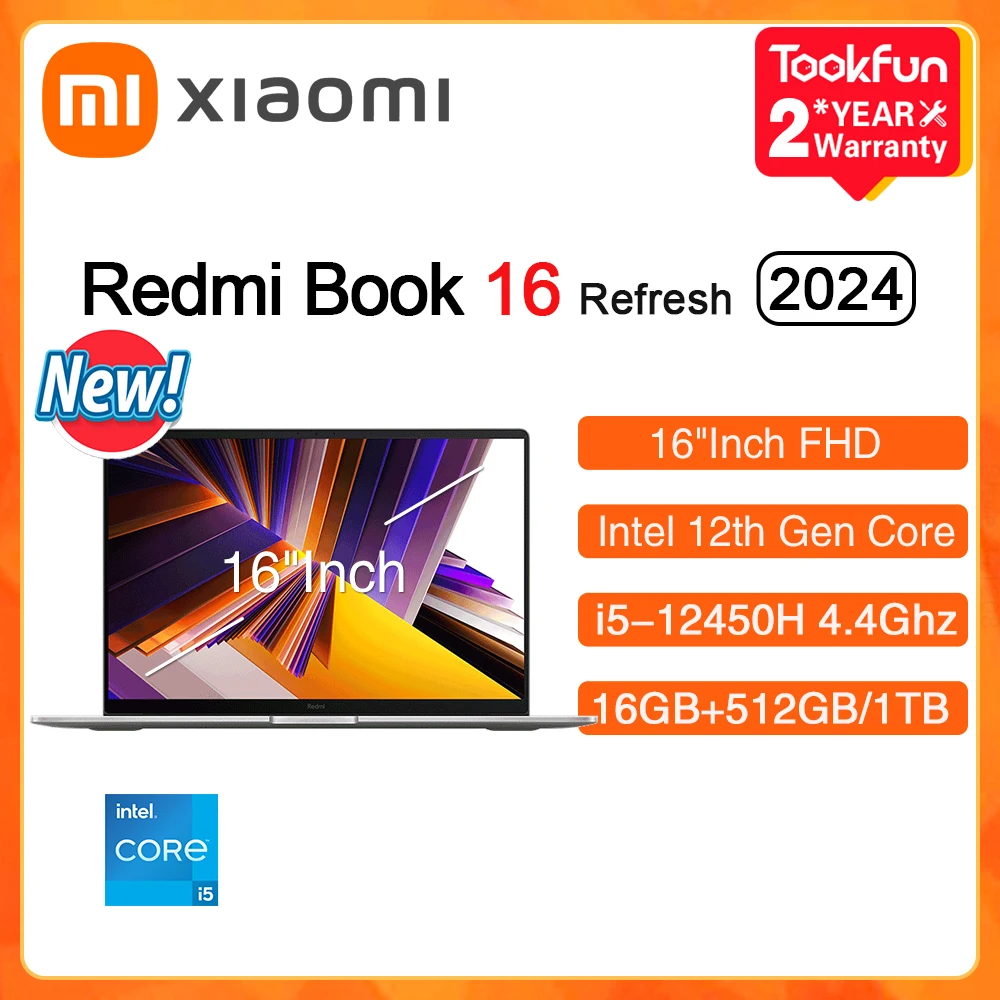 XIAOMI Redmi Book 16 2024 Refresh Laptop Intel i5 12450H 13420H RAM 16GB SSD 512GB 16