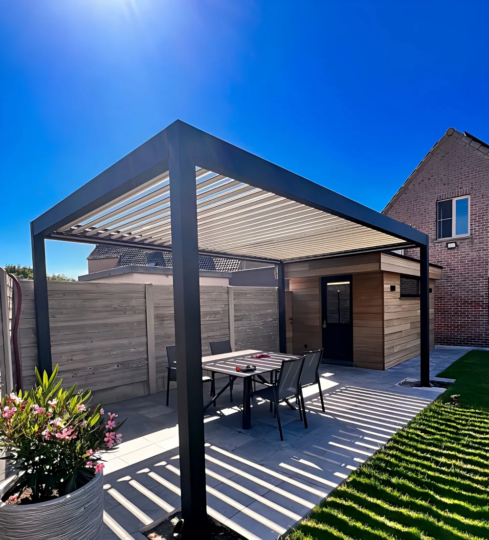 

Factory Wholesale Modern Bioclimatic Garden Pergola Aluminum Pavilion Gazebo Outdoor Kitchen Retractable Louvered Pergolas