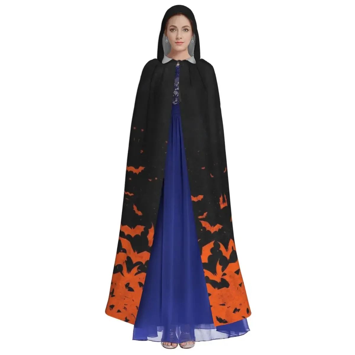 Customization Aldult Halloween Bats Cloak With Hood Pumpkin Skull Grim Reaper Robe Costume For Party