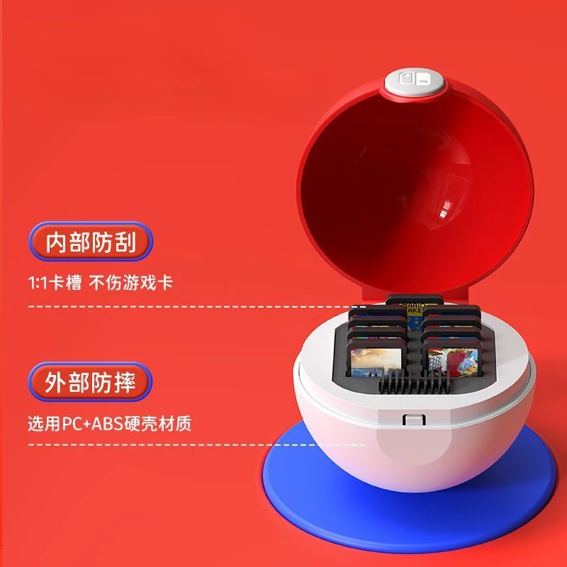 Pokeball Switch Card Box For Nintendo OLED NS Switch Anime Game Card Storage Box Portable Organizer Game Console Accessories