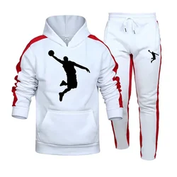 Jogging Mens Tracksuit Printing Daily Casual Hooded Sweatshirt Suit Gym Sports Training Clothing Hot Sales Vigour Warm Pants Set