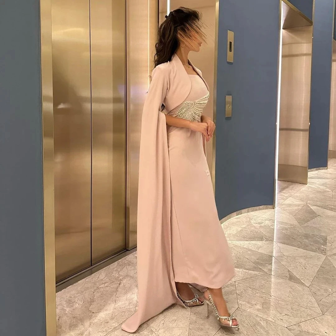 Jirocum Arabia Saudita eleganti abiti da ballo a sirena da donna senza spalline con perline abito da sera per feste abito da cerimonia formale alla caviglia