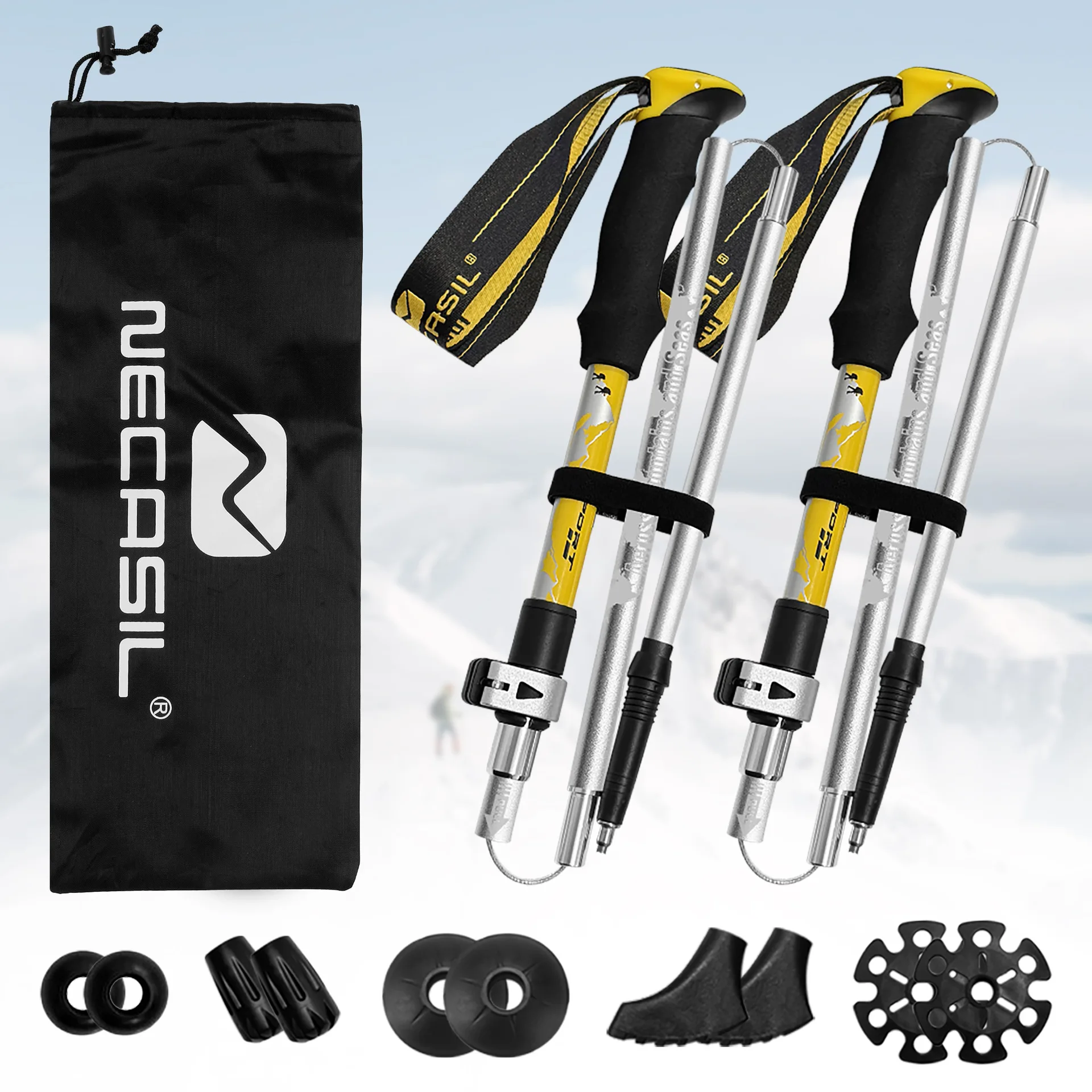 

Outdoor Hiking Pole Off-road Walking Stick Retractable Folding Aluminum Alloy Hiking Outdoor Equipment N82Pro Set