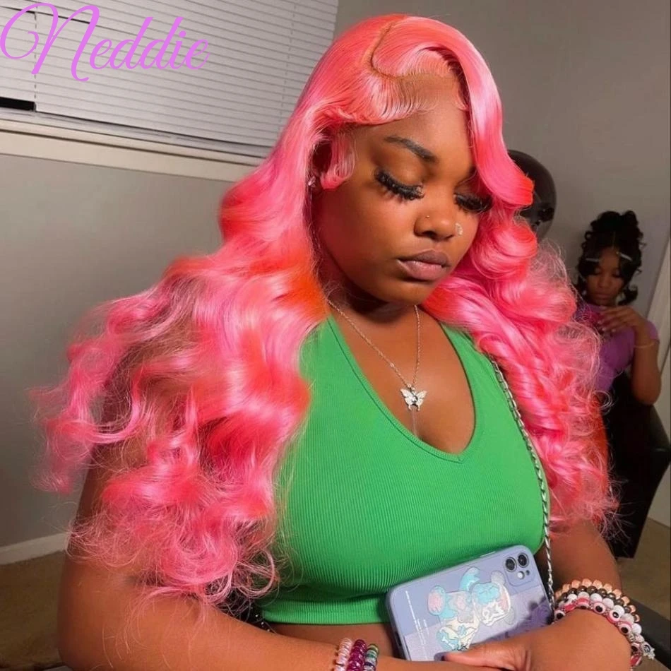 Pink Lace Front Wigs Human Hair Body Wave 13x6 HD Lace Frontal Wig Brazilian Colored Human Hair Wigs 100% 13x4 Loose Wave Wigs