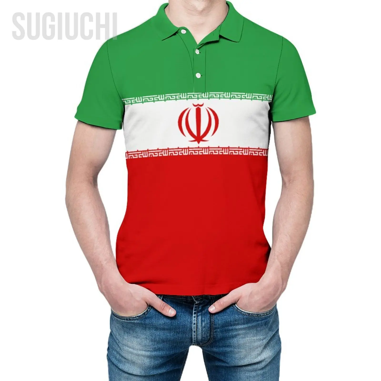 Unisex Polo Shirt Iran Flag 3D Print Man Polo Fashion Clothing Tracksuits Short Sleeves