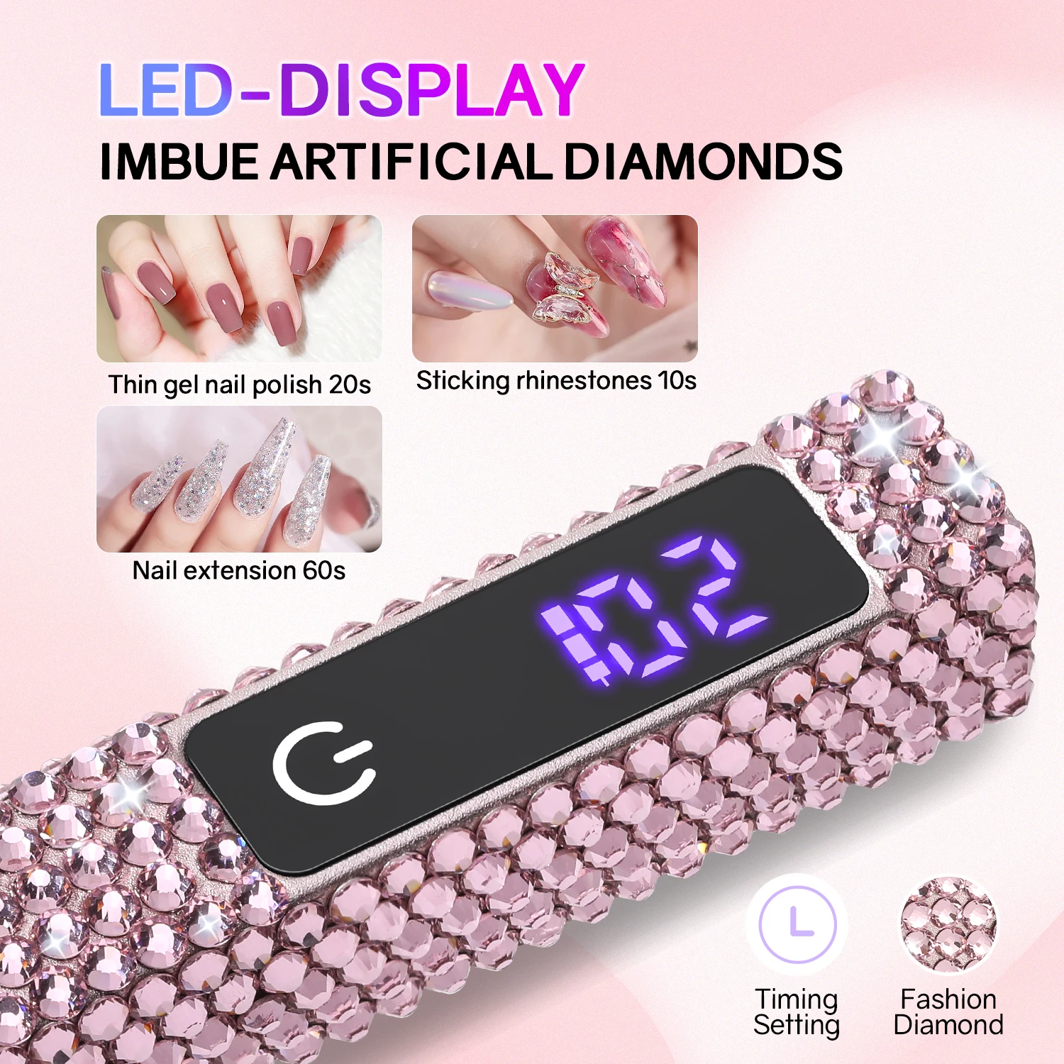 Draagbare mini UV LED-nagellamp voor gelnagels Upgrade handlamp voor manicure met touchscreen voor doe-het-zelf nagelsalons thuis