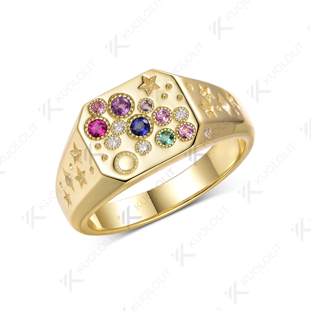 Kuololit 0.21CTW مختبر نمت الوردي الياقوت أحجار كريمة من الزمرد الدائري للنساء الصلبة 14K 10K 585 الذهب الأصفر لحفلة هدايا عيد الميلاد #2