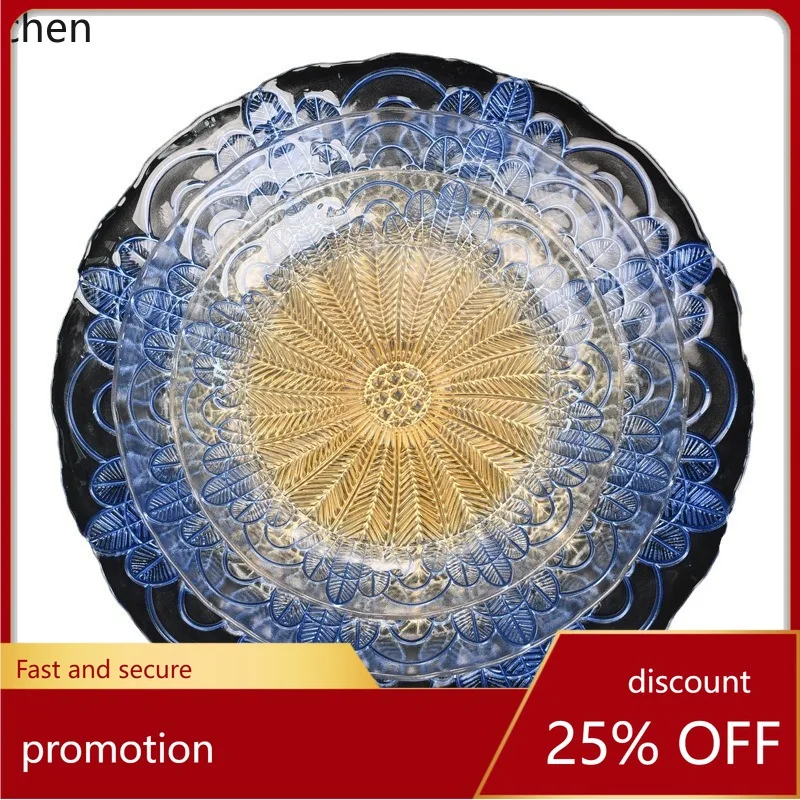 

HXL Blue Floral Glass Plate Hotel Ceremony Tableware Arrangement