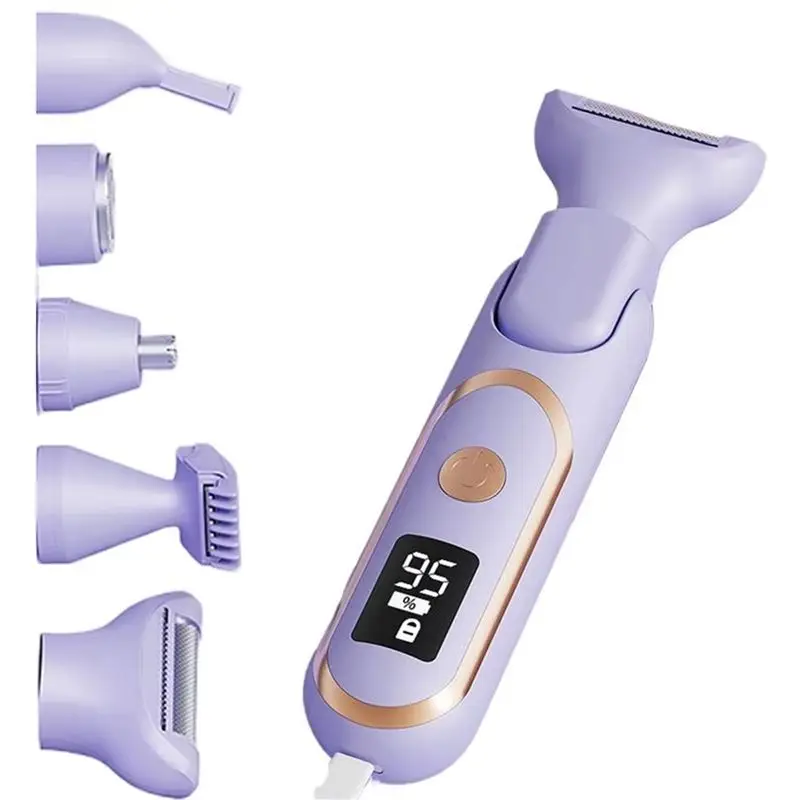 

N09R-5-In-1 Electric Hair Trimmer For Women,Gentle Hair Removal,Efficient, Rechargeable Shaver With Stainless Steel Blades