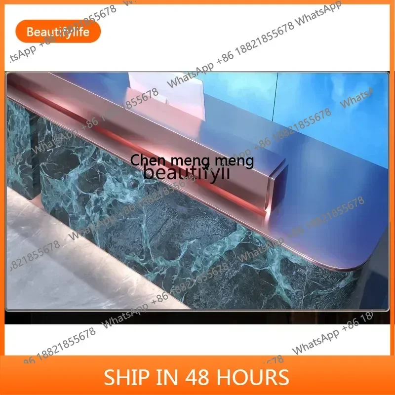 cn8350 ss Hotel stainless steel reception desk Bar counter Company front desk Light luxury rock slab checkout page Premium count