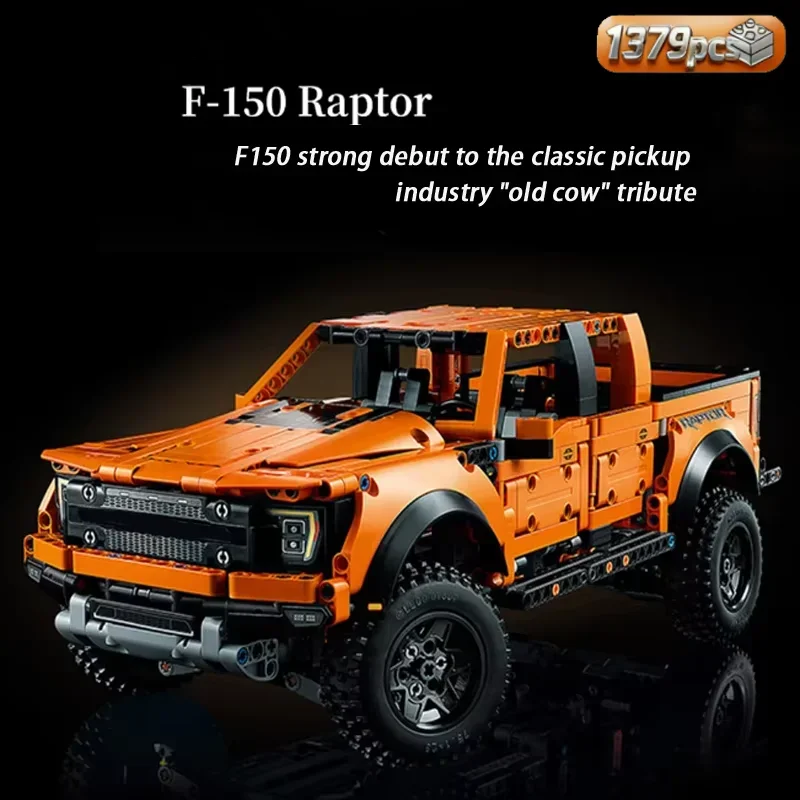 1379PCS Tech Raptors F150 Truck Race Car Building Kit Compatible MOC Creative DIY Vehicle Bricks Toys Gift for Kids Teens s