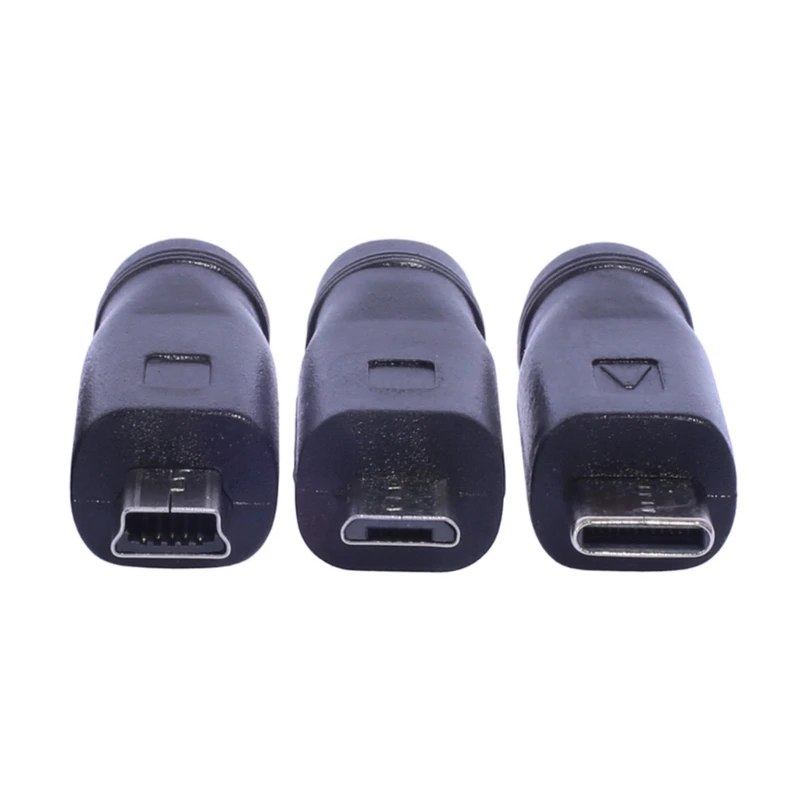 Versatile Female to Male Adapter Multifunctional DC5521 Power Conversion Adaptor to Type-C/Mini USB/Micro USB Converter