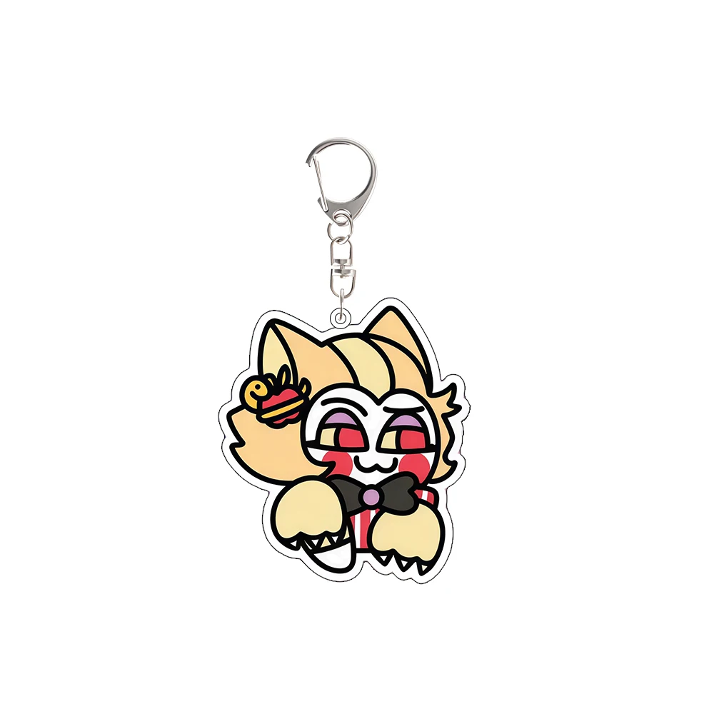 لفندق هازبين Q نسخة فالنتينو فوكس الملاك الغبار تشارلي مورنينجستار سلسلة مفاتيح مصنوعة من الأكريليك مخصصة الرسوم المتحركة على ظهره قلادة هدية #2