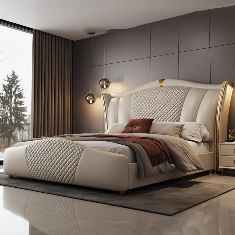 

Деревянная кровать King Size класса люкс с изголовьем, мебель для спальни