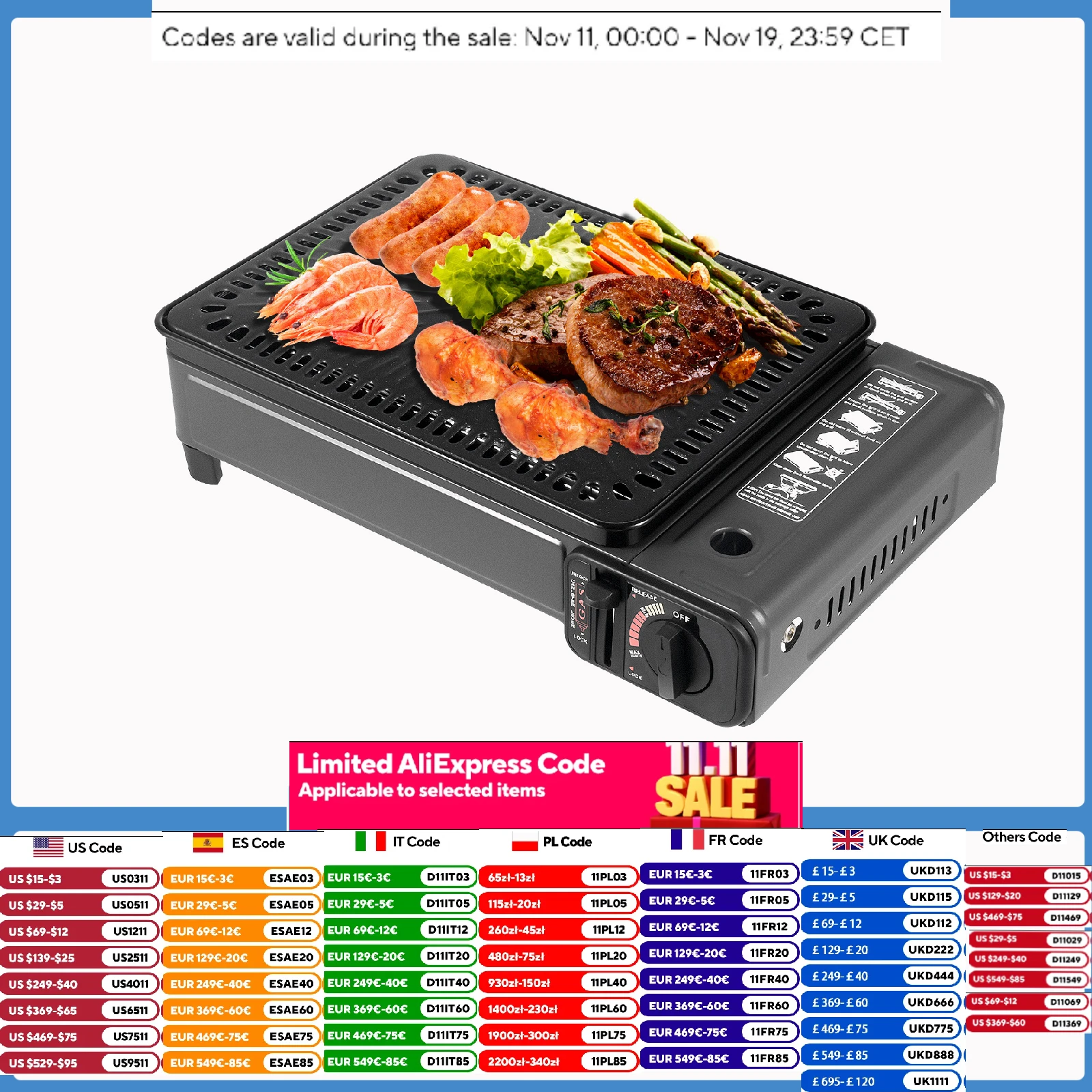 

Портативный кемпинговый гриль, газовая плита, грили для барбекю с коробкой для хранения для кемпинга, путешествий, треккинга, дорожные аксессуары 43*28,5*11,5 см