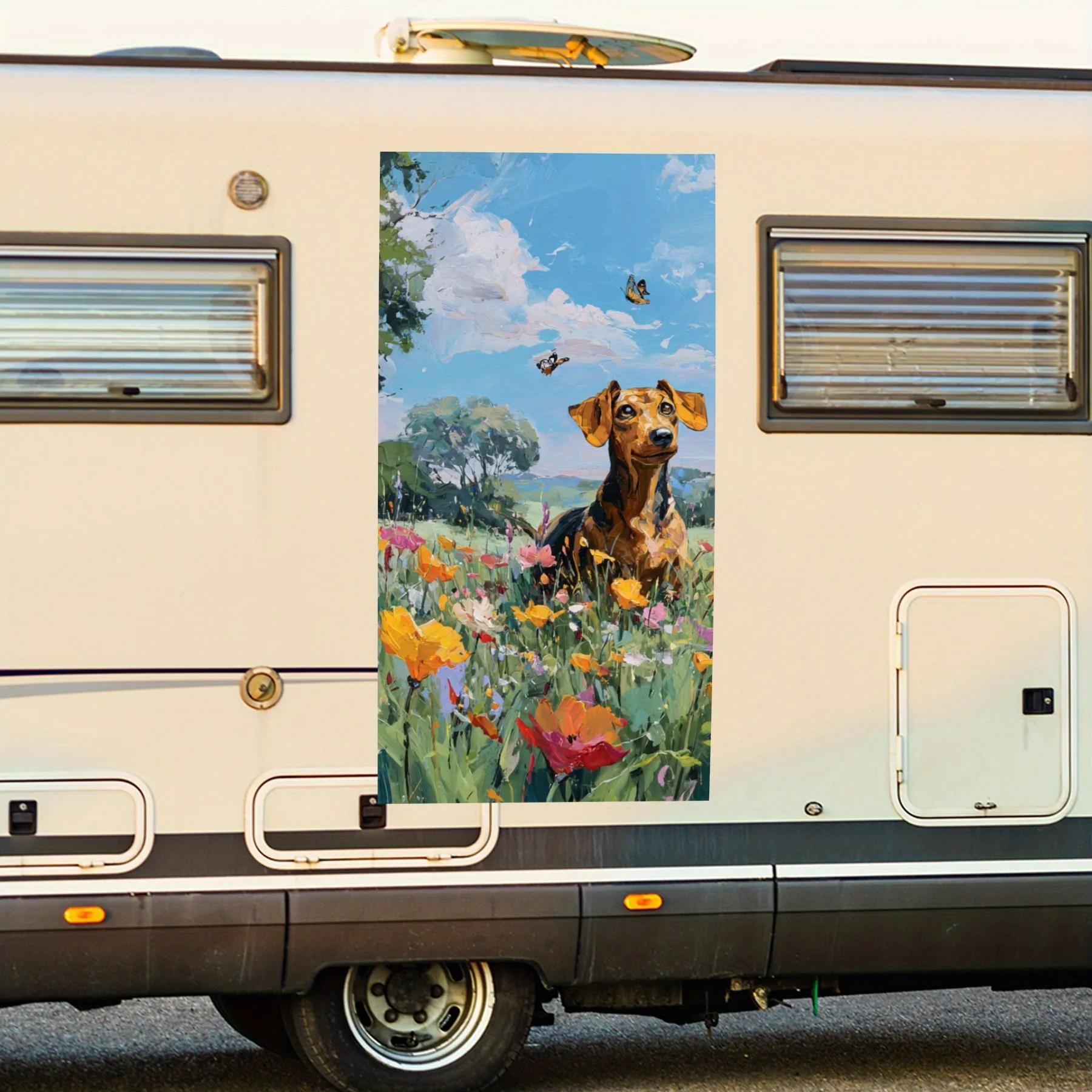 

Виниловая наклейка с таксой для задней части автофургона, водонепроницаемые самоклеящиеся виниловые наклейки для хвоста и бампера автомобиля, украшение - защита для автофургона