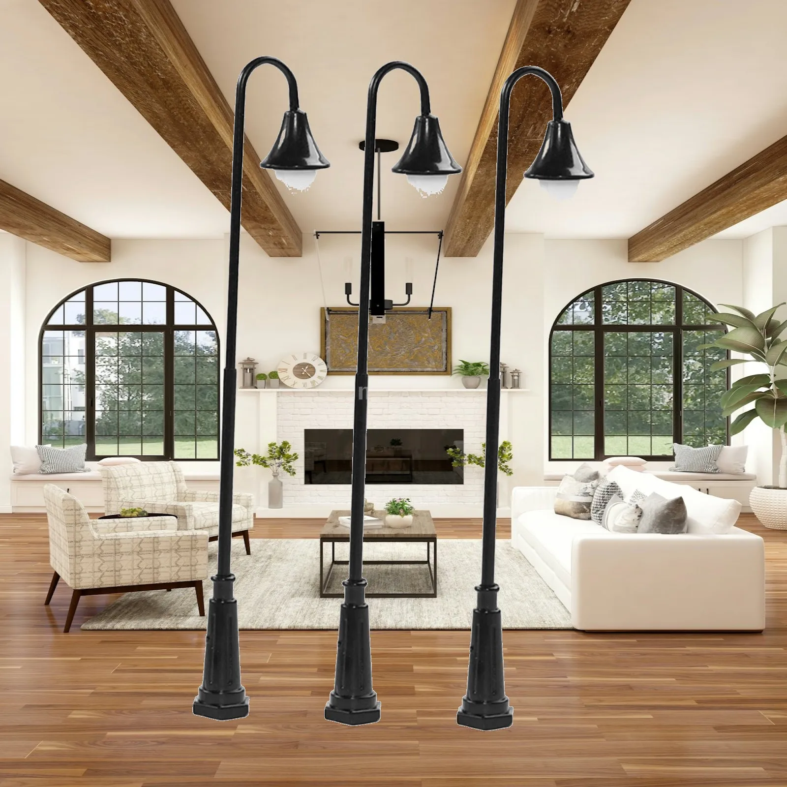 3 Pieces Mini Street Posts Light Model Dollhouse Decor 3V Vintage DIY Projects Walkway Pathway Lantern Post Fairy Garden Lamp